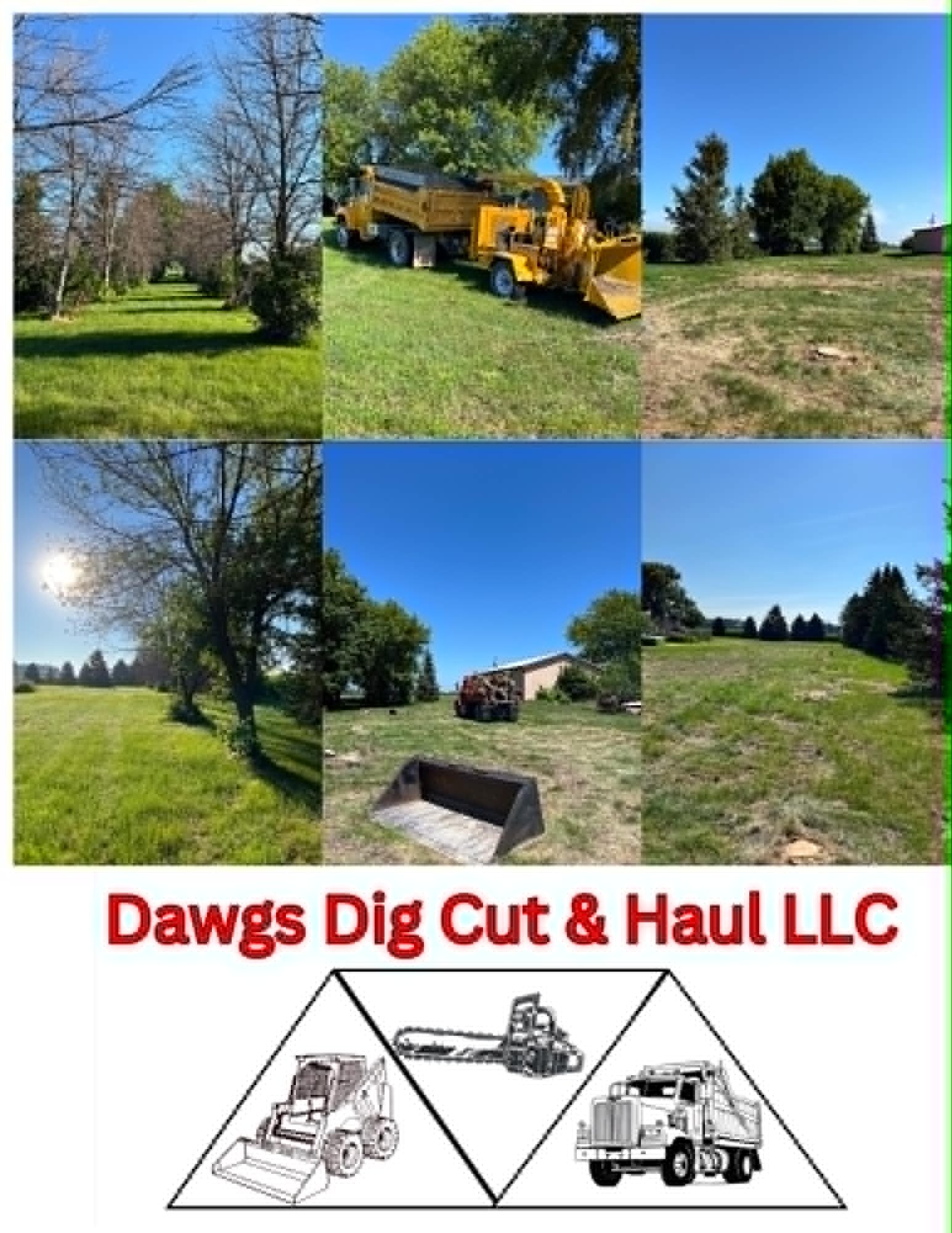 Dawgs Dig Cut & Haul equipment and completed jobs collage